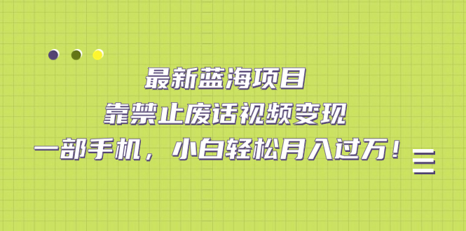 最新蓝海项目,靠禁止废话视频变现,一部手机,小白轻松月入过万!,源码仅供个人学习研究,不可商用