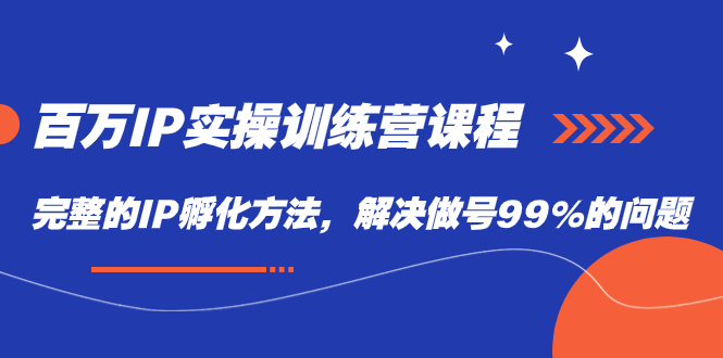 百万IP实战训练营课程,完整的IP孵化方法,解决做号99%的问题,源码仅供个人学习研究,不可商用