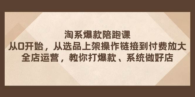 淘系爆款陪跑课 从选品上架操作链接到付费放大 全店运营 打爆款 系统做好店,源码仅供个人学习研究,不可商用
