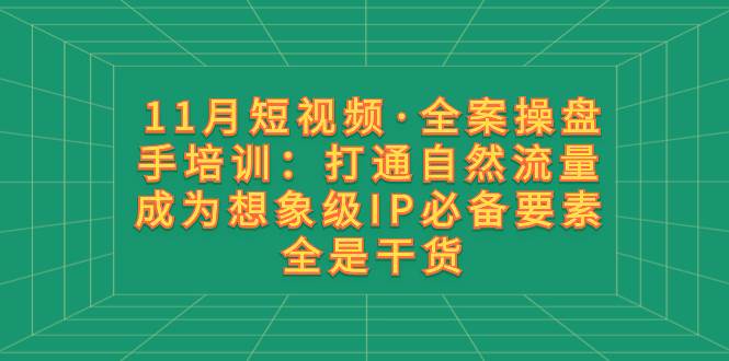 11月短视频·全案操盘手培训:打通自然流量 成为想象级IP必备要素 全是干货,源码仅供个人学习研究,不可商用