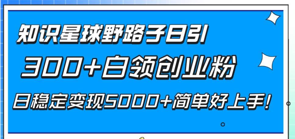 知识星球野路子日引300+白领创业粉,日稳定变现5000+简单好上手!,源码仅供个人学习研究,不可商用