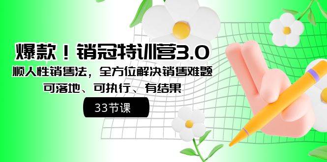 爆款!销冠特训营3.0之顺人性销售法,全方位解决销售难题、可落地、可执行、有结果,源码仅供个人学习研究,不可商用