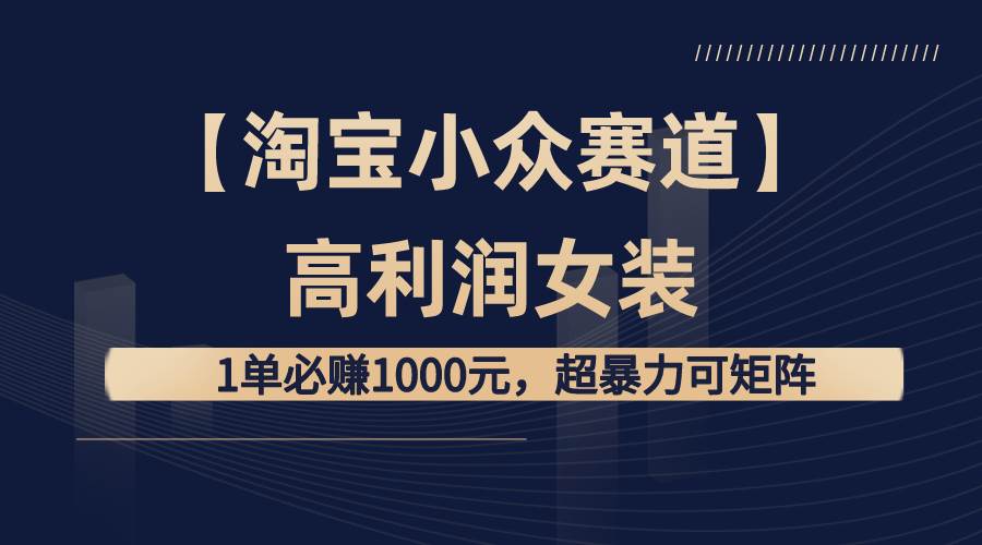 【淘宝小众赛道】高利润女装:1单必赚1000元,超暴力可矩阵,源码仅供个人学习研究,不可商用