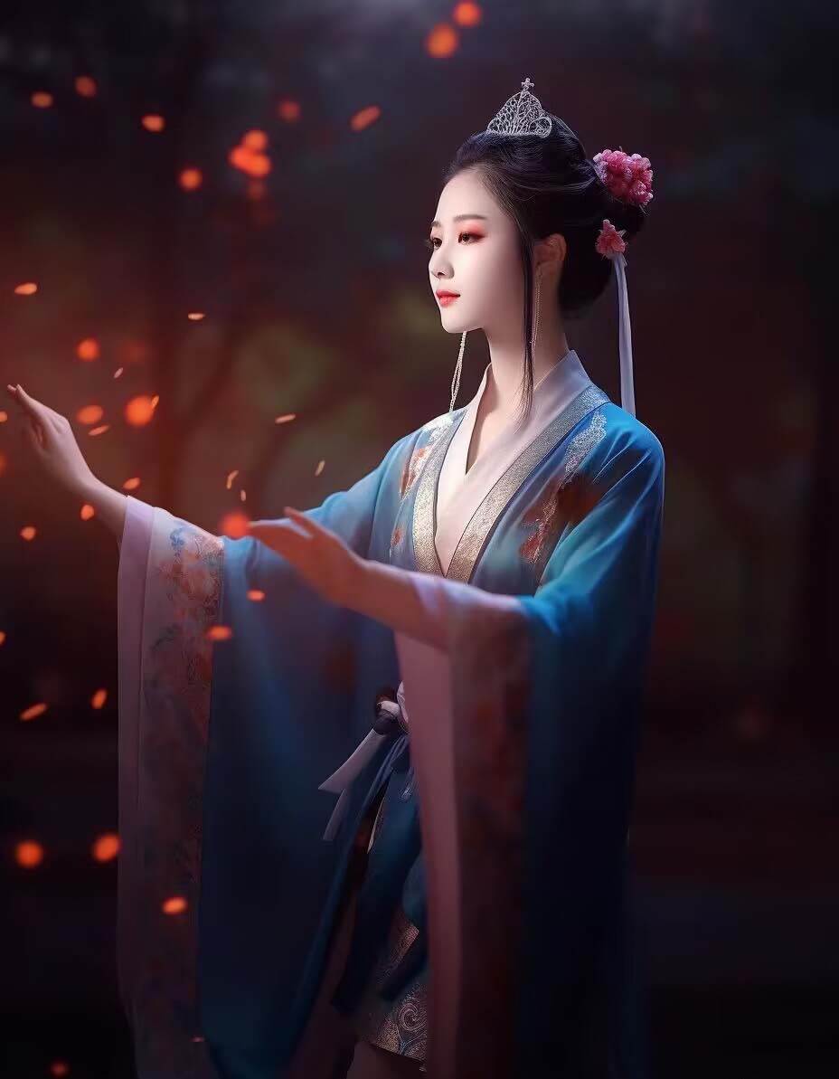 Midjourney关键词-AI生成中国风古装汉服美女人像提示关键词，源码仅供个人学习研究，不可商用