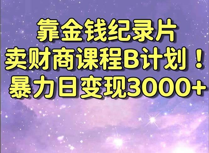 靠金钱纪录片卖财商课程B计划！暴力日变现3000+，喂饭式干货教程！，源码仅供个人学习研究，不可商用