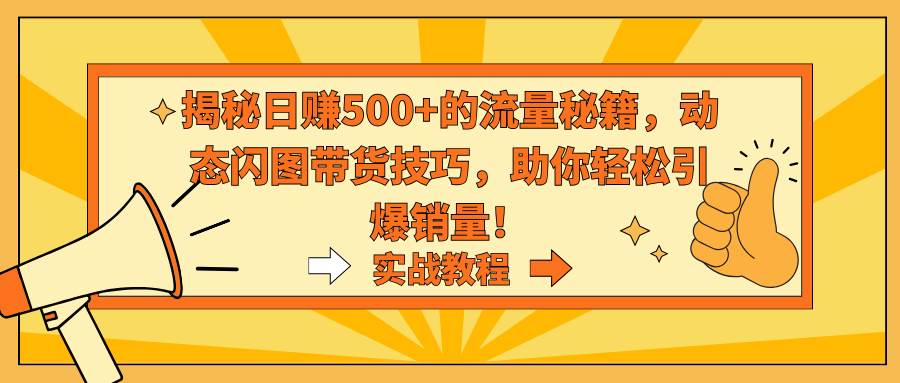 揭秘一天500+的流量秘籍，动态闪图带货技巧，助你轻松引爆销量！，源码仅供个人学习研究，不可商用