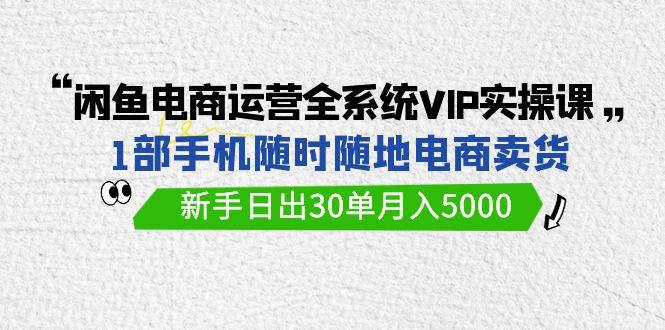 闲鱼电商运营全系统VIP实战课,1部手机随时随地卖货,新手日出30单,源码仅供个人学习研究,不可商用