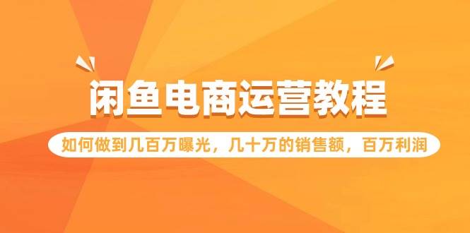 闲鱼电商运营教程:如何做到几百万曝光,几十万的销售额,百万利润,源码仅供个人学习研究,不可商用
