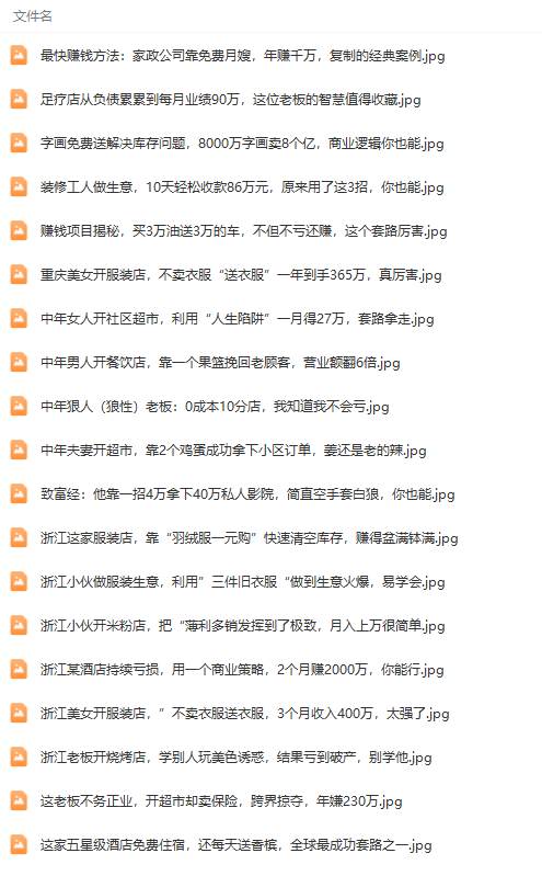 真实有效391套商业模式，年入几十到几百万案例解析（电子书+视频+图文），源码仅供个人学习研究，不可商用