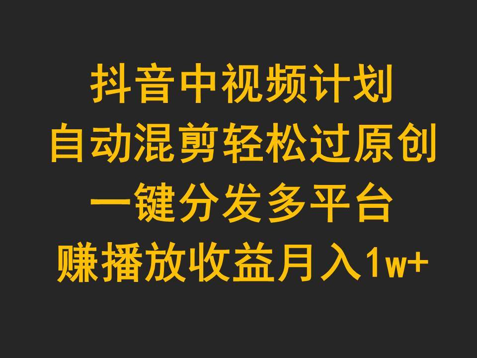 抖音中视频计划,一个月1w+,源码仅供个人学习研究,不可商用