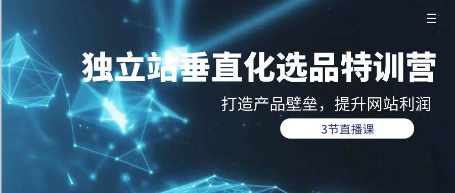 独立站-垂直化选品训练营,打造产品壁垒,提升网站利润(3节直播课),源码仅供个人学习研究,不可商用
