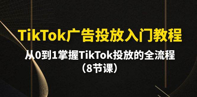 TikTok广告投放入门教程，从0到1掌握TikTok投放的全流程（8节课），源码仅供个人学习研究，不可商用