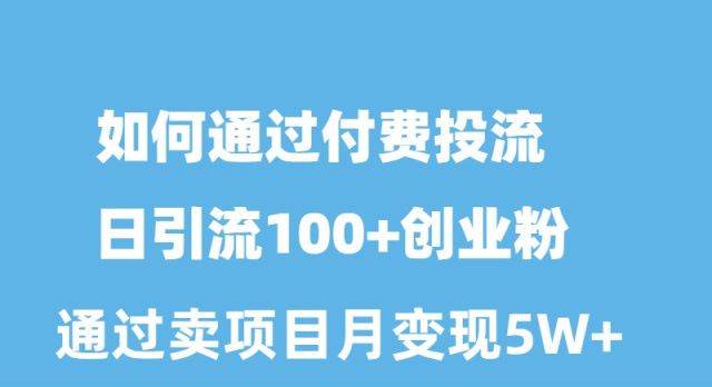 如何通过付费投流日引流100+创业粉月变现5W+,源码仅供个人学习研究,不可商用