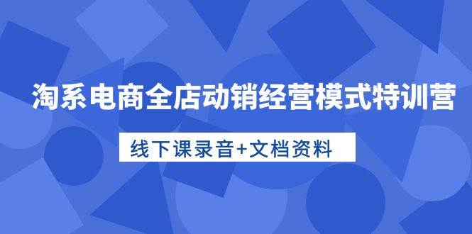 淘系电商全店动销经营模式特训营,线下课录音+文档资料,源码仅供个人学习研究,不可商用