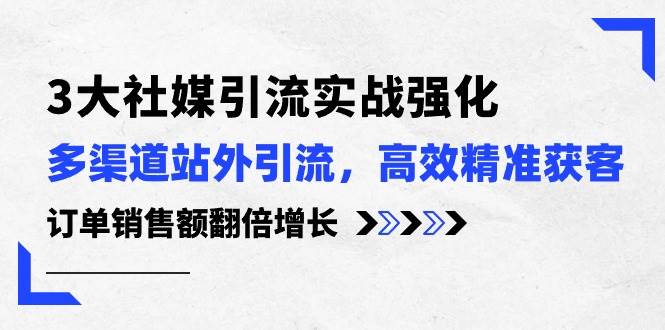 3大社媒引流实操强化,多渠道站外引流/高效精准获客/订单销售额翻倍增长,源码仅供个人学习研究,不可商用