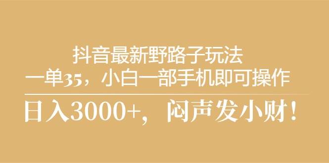 抖音最新野路子玩法,一单35,小白一部手机即可操作,源码仅供个人学习研究,不可商用
