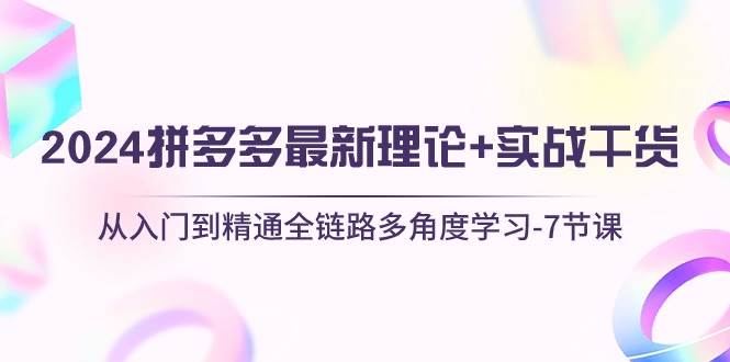 2024拼多多 最新理论+实战干货,从入门到精通全链路多角度学习-7节课,源码仅供个人学习研究,不可商用