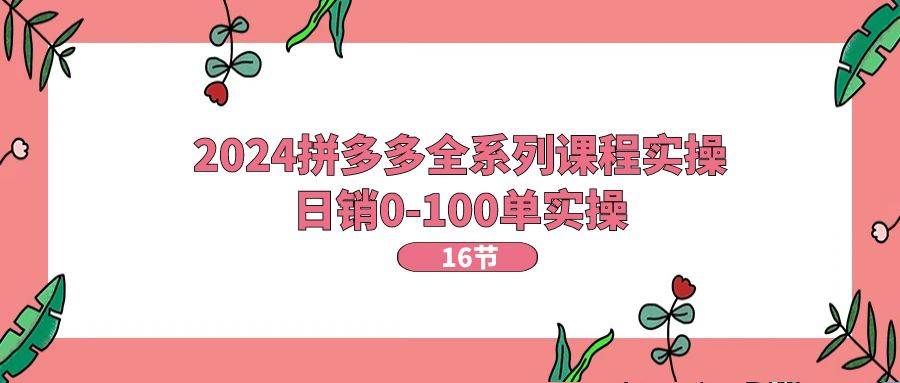 2024拼多多全系列课程实操,日销0-100单实操【16节课】,源码仅供个人学习研究,不可商用