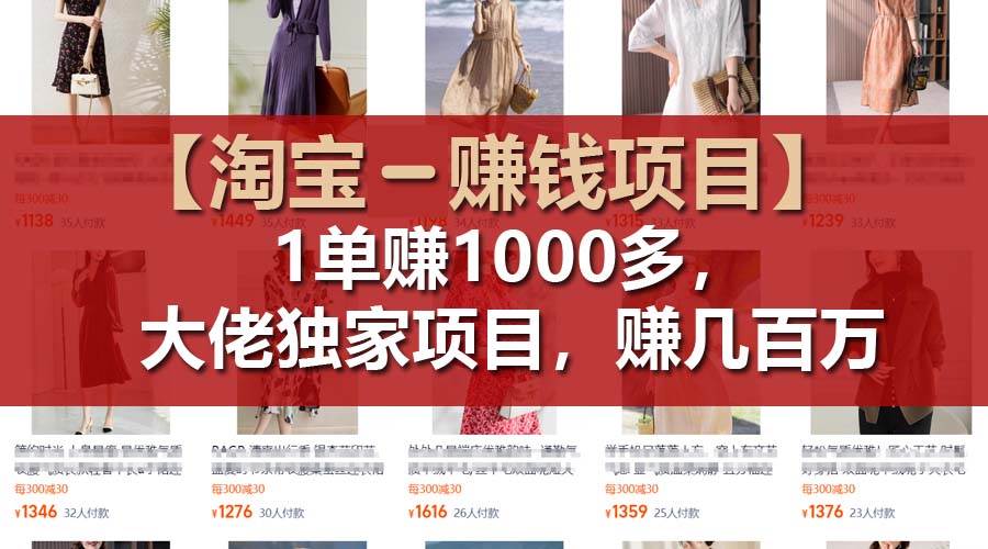 【淘宝女装项目】1单可赚1000多,大佬独家项目,一年几百万,源码仅供个人学习研究,不可商用