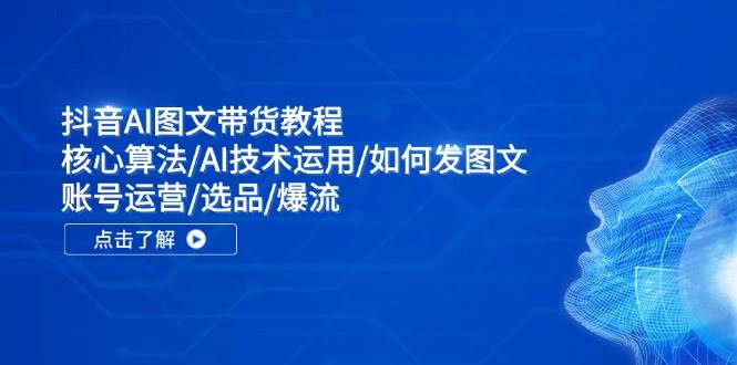 抖音AI图文带货教程:核心算法/AI技术运用/如何发图文/账号运营/选品/爆流,源码仅供个人学习研究,不可商用