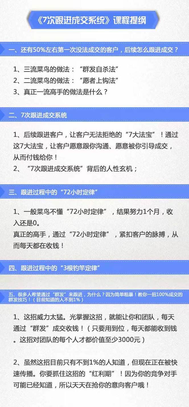 7次 跟进 成交系统：简单粗暴成交技巧，目前知道的人不到1%，源码仅供个人学习研究，不可商用