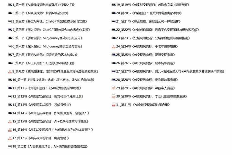 AI全面变现实操班：从0到1引领你赚取副业首桶金 AI工具玩法/实战技能/变现，源码仅供个人学习研究，不可商用